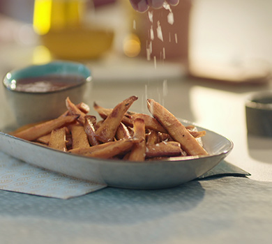 Sprøde søde kartoffelfritter i Airfryer